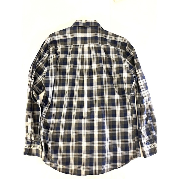 Peter Millar Shirt Men's Large Plaid Blue Gray White Long Sleeve Buttoned - Picture 7 of 8